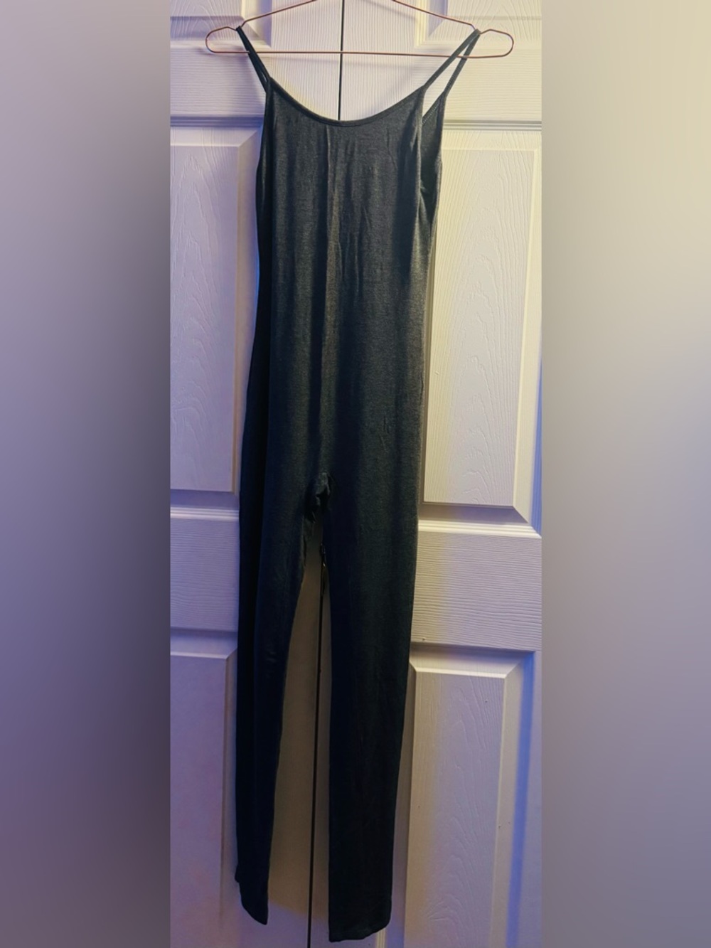 Fashion Nova Dark Gray Slim Jumpsuit with Spaghetti Straps